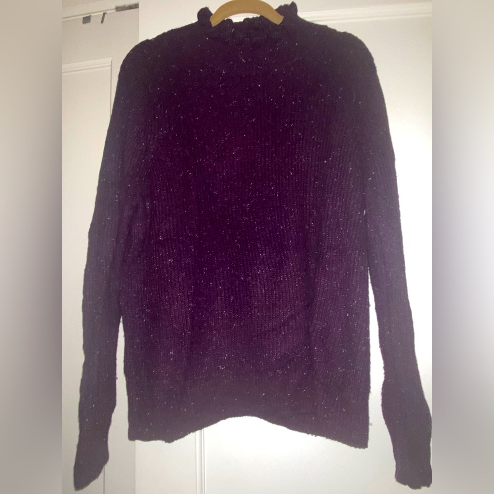 LOFT COZY PURPLE FLECKED RUFFLE COLLAR SWEATER